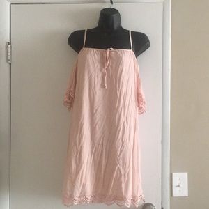 Light pink off the shoulder dress